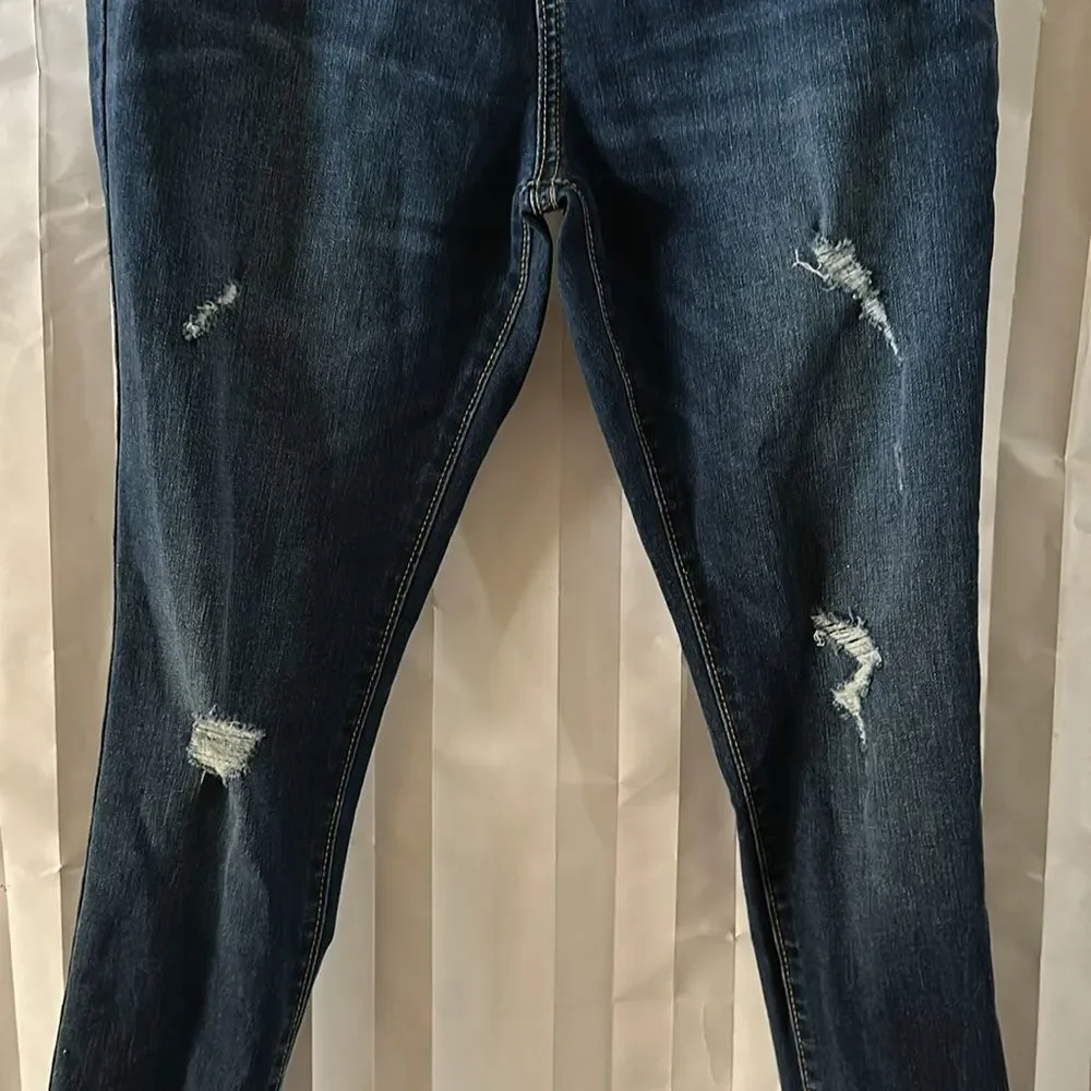 Old Navy Girls Size 18 Dark Blue Distressed Skinny Rockstar Jeggings